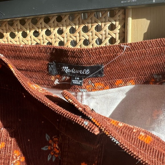 Madewell Corduroy A-Line Mini Skirt in Forest Floral Patch Pocket size 16 - Picture 6 of 8